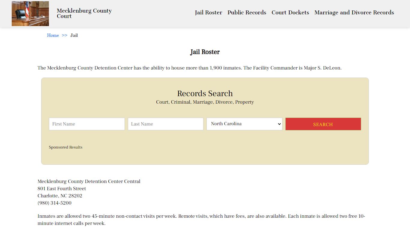 Jail Roster - Mecklenburg County Court